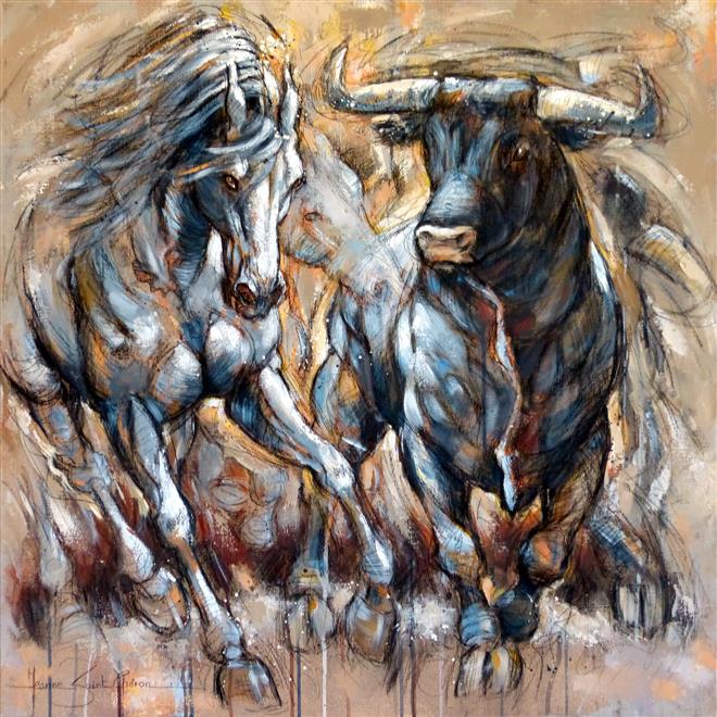 Taureau et cheval par Jeanne Saint Chéron, Nîmes